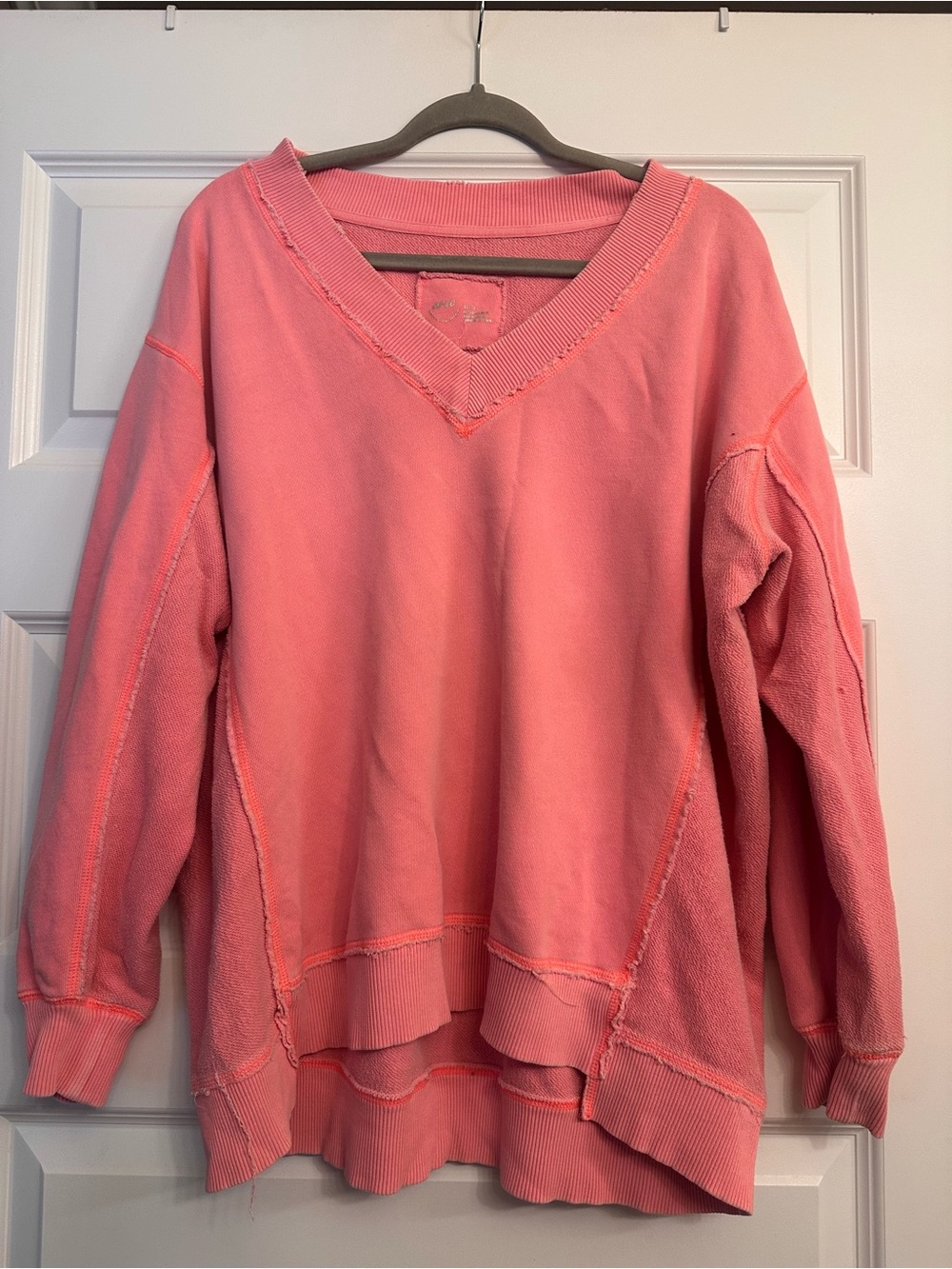 aerie Coral V-Neck Pullover Sweater